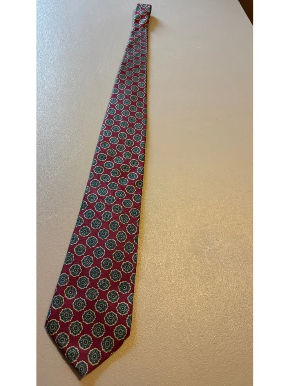 Hastings Bay Burgundy Silk Men's Tie with Circular Pattern